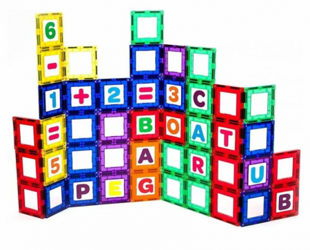 Jucarii de logica si cu notiuni de matematica - Set Playmags 80 piese magnetice de construcție
