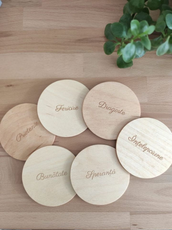 Set suport pahare cu mesaje "Prietenie, fericire, dragoste, bunatate, speranta, intelepciune" - coastere [0]