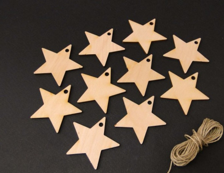 Margele, bile, cercuri si alte forme - Stelute natur 5 cm - set