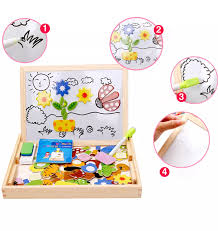 Tablita magnetica - 2 fete cu creta si animalele din padure - puzzle [3]