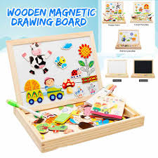 Tablita magnetica - 2 fete cu creta si animalele din padure - puzzle [1]
