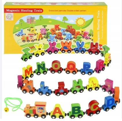 Tren magnetic din lemn cu litere [0]