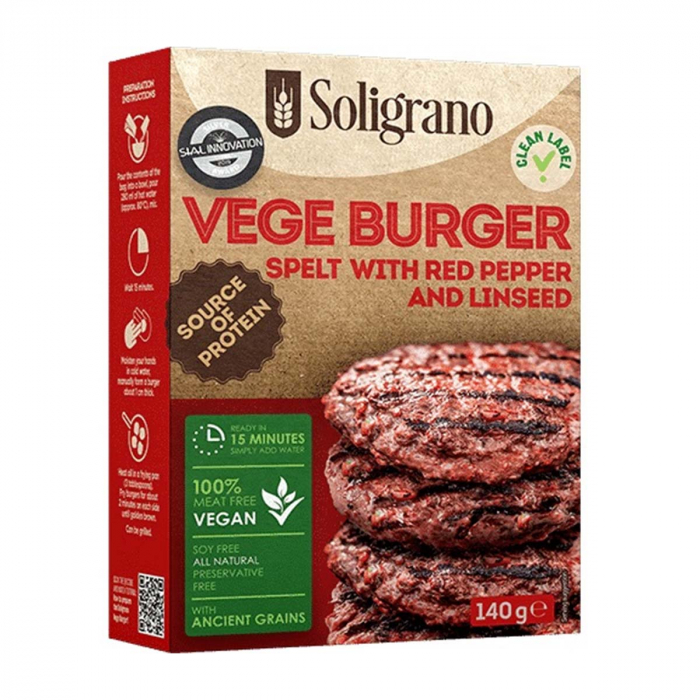 Burger Vegan cu spelta,ardei si seminte de in 140gr Soligrano [1]