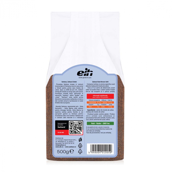 Zahar din trestie Dark Brown Soft 500 g Sarkara [2]