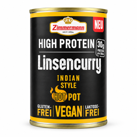 Conserve de legume - Curry de linte High Protein 400g Zimmermann, Indian Style – 30 g proteine
