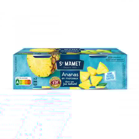 Compot de fructe - Ananas bucati fara zahar adaugat 2x225gr St. Mamet