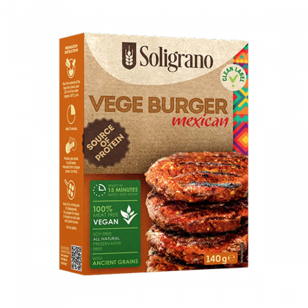 Burger Vegan Mexican cu spelta, quinoa si linte rosie 140gr Soligrano [0]