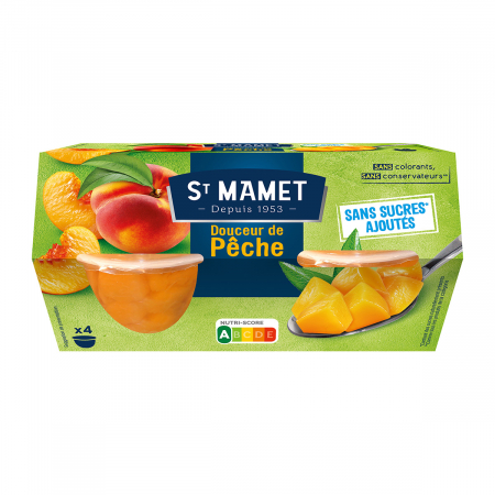 Produse fara zahar - Compot de piersici cuburi fara zahar 4 x 113gr St. Mamet