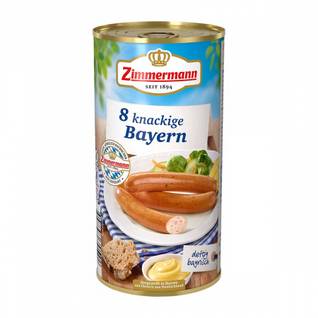 Conserve - Crenvursti Bavarezi 550 g Zimmermann, 95% carne