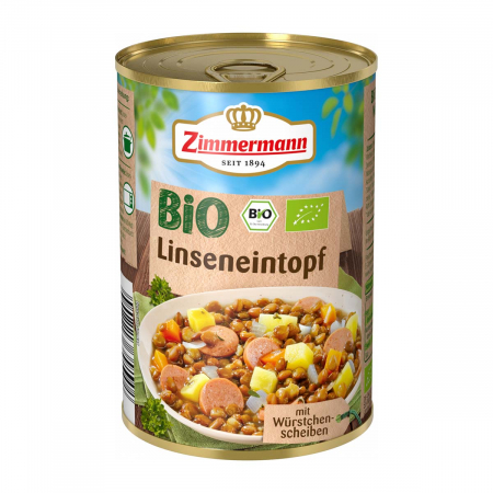 Germania - Mancare de linte cu bucati de carnati 400 g Zimmermann Bio