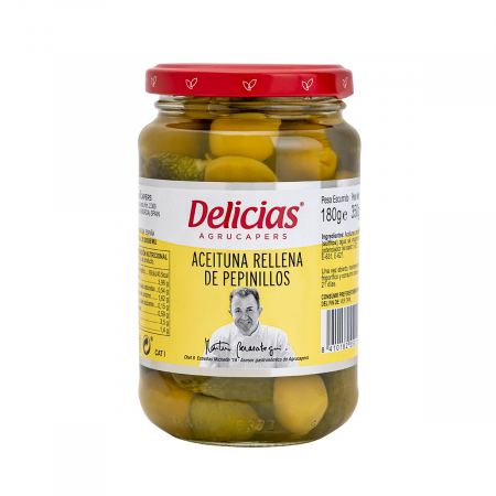 Spania - Masline Manzanilla umplute cu castraveciori 350gr Agrucapers