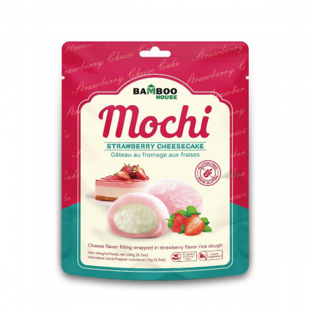 Produse Japonia - Mochi - Desert Japonez din orez cu aroma cheesecake capsuna 180gr