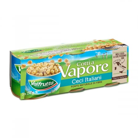 Conserve - Naut pre-gatit la abur 3x150 g Valfrutta
