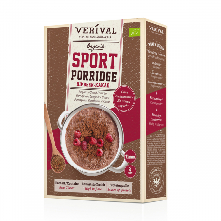 Terci de ovaz - Porridge Zmeura-Cacao pentru sportivi 400gr Verival Bio
