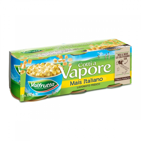 Conserve de legume - Porumb dulce pre-gatit la abur 3x150 g Valfrutta