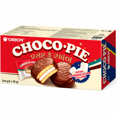 Dulciuri - Prajituri coreene Choco Pie cu Ciocolata si Marshmallow 6x39g Orion