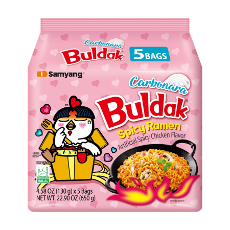 Taitei si noodles asiatici - Ramen picant pui cu aroma de carbonara 5pack (5x130gr) Samyang Buldak