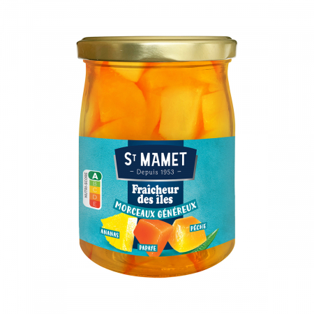 Compot de fructe - Salata fructe papaya/ananas/piersici 525gr St. Mamet