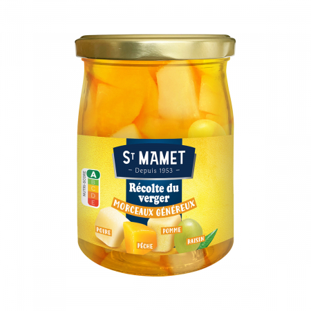 Compot de fructe - Salata fructe pere/piersici/mar/struguri 525gr St. Mamet