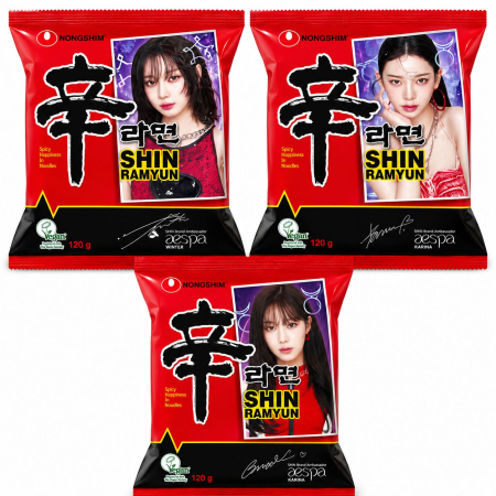 Taietei si noodles asiatici - Supa taietei instant coreeni Shin Ramyun 120gr Nongshim - set 3 personaje K-Pop