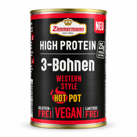 Conserve - Tocanita cu 3 tipuri de fasole High Protein 400g Zimmermann – 25 g proteine
