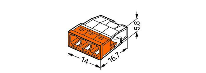 Conector COMPACT; pentru conductori unifilari; max. 2,5 mm²; 3 conductori; carcasă transparentă; capac portocaliu; [2]