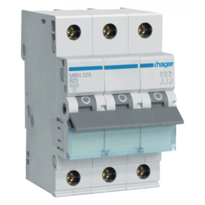 Disjunctor tripolar Hager, 3P, 25A, curba B, 6kA [1]