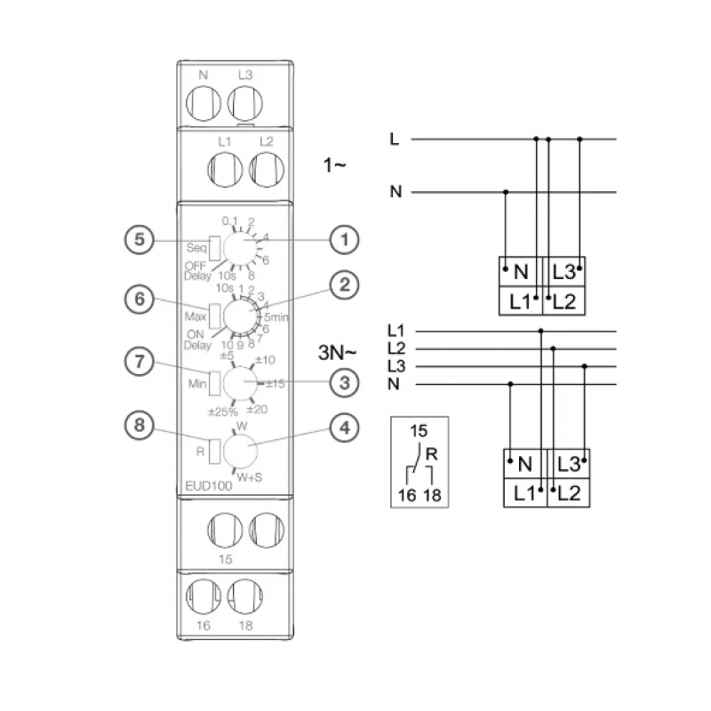 Releu monitorizare tensiune 1P+N/3P(N) EUD100 Hager [2]