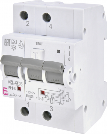 AFDD – Dispozitive de detectare a defectului de arc electric - AFDD, seria KZS, 3M2p, tip A, B 16 A, 30 mA, 10 kA