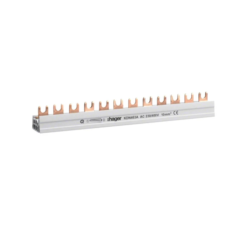 Cleme si accesorii - Bareta de conexiune tip furca  KDN463A, 4P, 63A, 10 mmp, 12 module