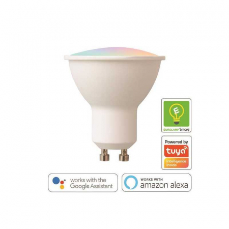 Iluminat - Bec SMART dimabil prin aplicatie, 6W, GU10, RGBW, 470 lumeni, 220-240V, Eurolamp