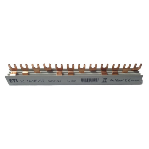 Cleme si accesorii - Busbar 4P, tip furca, 12 module, 100A