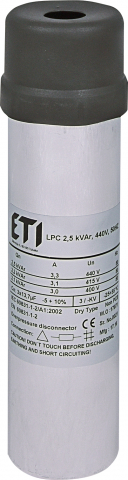 Compensarea puterii reactive - Condensator LPC 2,5 kVAr, 440V, 50Hz