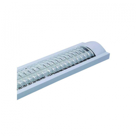 Corpuri liniare - Corp iluminat oval pentru tub LED, cu grilaj metalic, 2x18W, 2x1200mm, 80-270V, IP20, Eurolamp