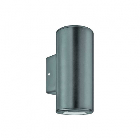 Corpuri de iluminat decorativ interior/exterior - Corp iluminat ROUND GREY pentru perete sus-jos plastic, GU10, max. 6W, 220-240V, 99x76x186mm, IP65, Eurolamp