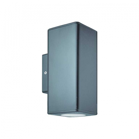 Corpuri de iluminat decorativ interior/exterior - Corp iluminat SQUARE GREY pentru perete sus-jos plastic, GU10, max. 6W, 220-240V, 99x76x186mm, IP65, Eurolamp