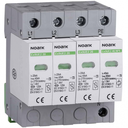 SPD - Descarcator - Protectie supratensiuni - Descarcator la supratensiune Noark, 3+1, debrosabil fara semnalizare, 3P+N, tip C, 275VAC
