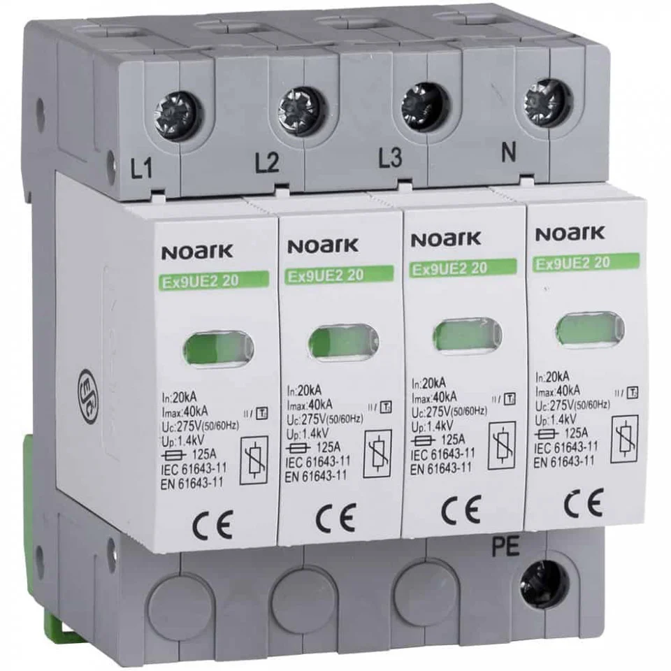 SPD - Descarcator - Protectie supratensiuni - Descarcator la supratensiune Noark, 4+0, debrosabil fara semnalizare, 4P, tip C, 275VAC