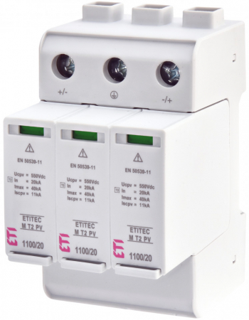 Descarcatoare de curent continuu - Descarcator pentru supratensiuni PV ETITEC M T2 PV 1100/20 Y