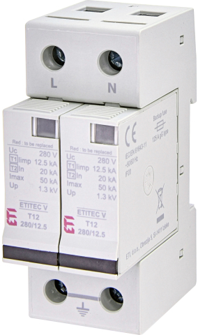 SPD - Descarcator - Protectie supratensiuni - Descarcator protectie supratensiuni ETITEC V T12 280/12,5 2+0