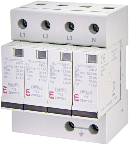 SPD - Descarcator - Protectie supratensiuni - Descarcator protecție supratensiuni ETITEC V T12 280/12,5 4+0