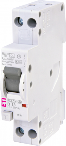 RCBO - 10mA - tip A - Diferențial RCBO KZS-1M-UNI 1p+N A B13/0.01