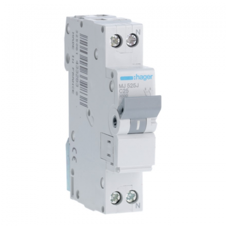 1 Modul (1P+N) - Disjunctor bipolar Hager, 1P+N, 25A, curba B, 4.5kA