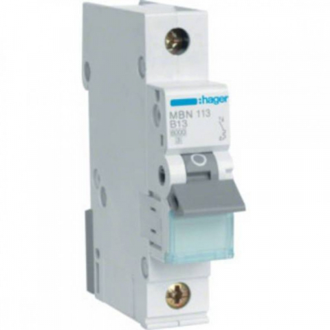 MCB - Sigurante automate - Disjunctor monopolar Hager, 1P, 13A, curba B, 6kA