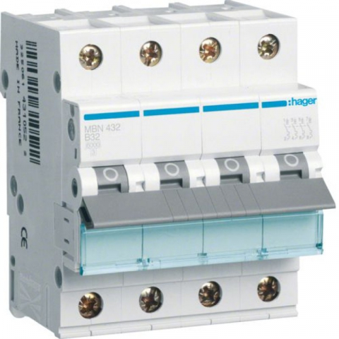 4 Module (3P+N) - Disjunctor tetrapolar Hager, 4P, 32A, curba B, 6kA