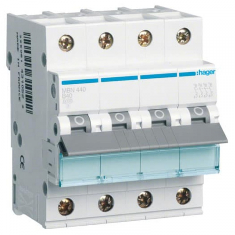 4 Module (3P+N) - Disjunctor tetrapolar Hager, 4P, 40A, curba B, 6kA