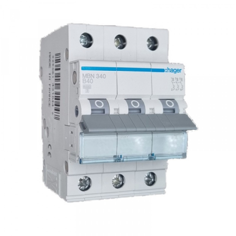MCB - Sigurante automate - Disjunctor tripolar Hager, 3P, 40A, curba B, 6kA
