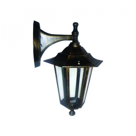 Corpuri de iluminat decorativ interior/exterior - Felinar hexagonal in jos aluminiu bronz, E27, max. 12W, 300x220x305mm, IP44, Eurolamp
