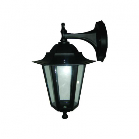 Corpuri de iluminat decorativ interior/exterior - Felinar hexagonal in jos aluminiu negru, E27, max. 12W, 300x220x305mm, IP44, Eurolamp