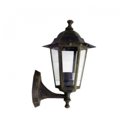 Corpuri de iluminat decorativ interior/exterior - Felinar hexagonal in sus aluminiu bronz, E27, max. 12W, 160x220x340mm, IP44, Eurolamp
